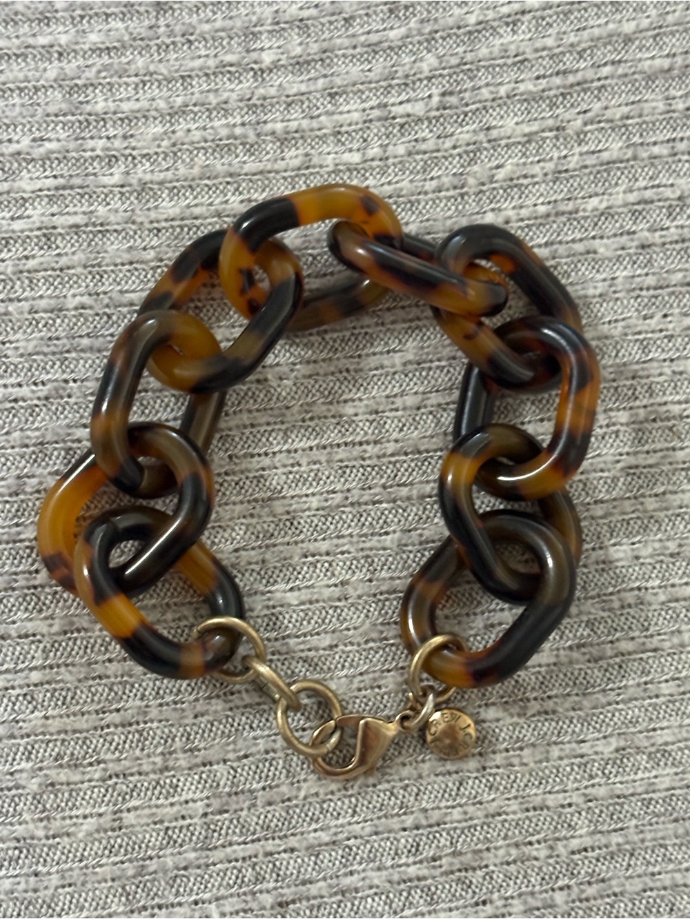 Vintage J. Crew signed tortoise shell chunky adjustable link bracelet